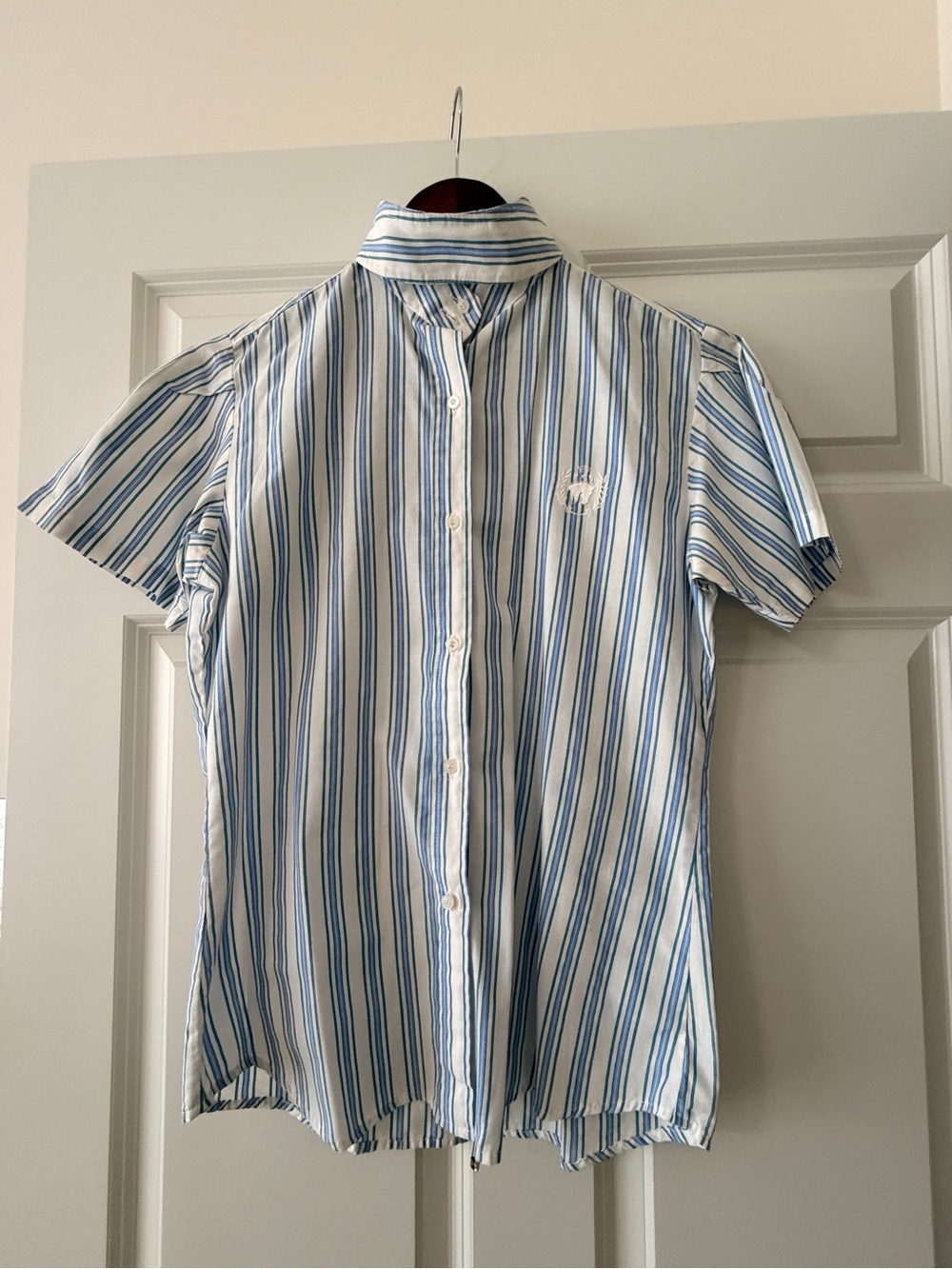Blue, Green, & White Stripe English Riding  Shirt